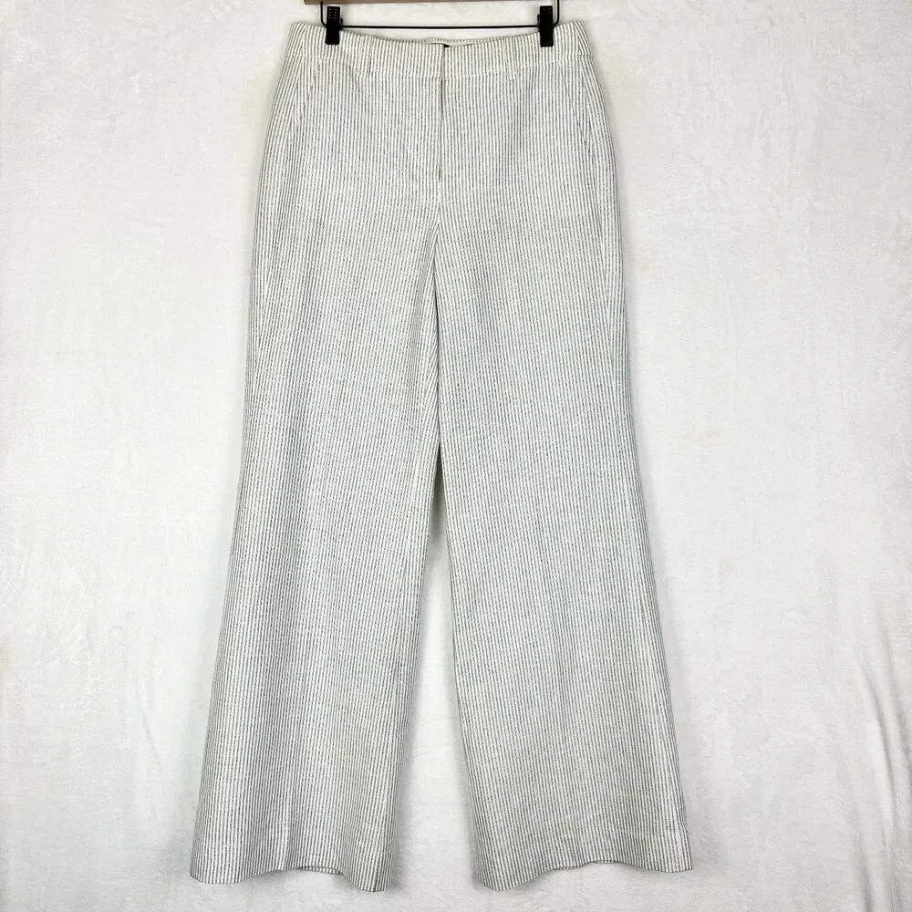 J Crew Collection Carolina Flare Pant Italian Linen Blend Size 6 Lurex Metallic